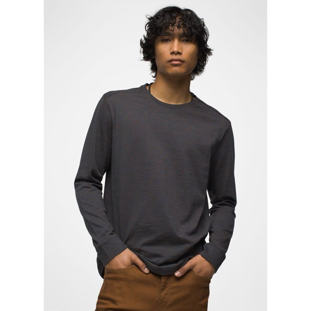 PrAna Men's Organic Cotton Ronnie Crew II Size Small-Dark Sky Heather